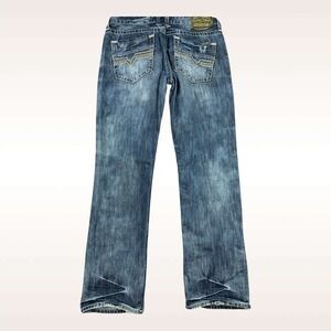 Salvage Jeans Mens 34x32 Blue Havoc Slim Straight Stretch Distressed Acid Wash